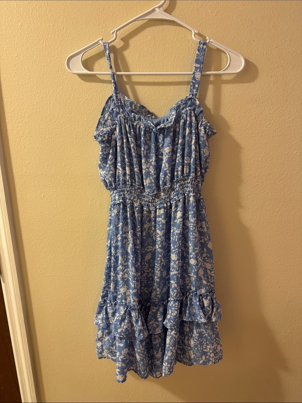 Rare Editions Blue & White Floral Ruffle Sundress for Girls